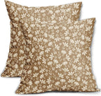 Brown Pillow Covers 20x20 Set of 2 Vintage Floral Rustic Old Style Cute Flower Print Decorative Outdoor Pillowcases Seasonal Farmhouse Throw Cushion Case Decor for Couch Sofa Bed