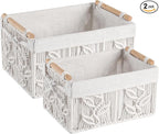 HOSROOME Storage Baskets for Shelves Organizing Gift Basket Empty Woven Baskets for Closet Boho Decor Basket for Bathroom Living Room Bedroom,White