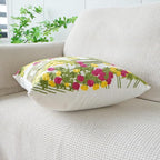vctops Spring Embroidered Decorative Throw Pillow Cover Summer Floral Square Pillow Cases Garden Cotton Cushion Cover for Couch Sofa Bed (Flower C,18"x18")