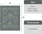 GENIMO 8x10 Washable Area Rug, Non-Slip Vintage Boho Floral Carpet, Soft Low-Pile Thin Living Room Rug for Bedroom, Dining Room, Nursery, Dark Blue