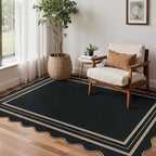 Modern Easy Jute 4x6 Outdoor Patio Rug, Washable Indoor Black Kitchen Rugs Farmhouse Neutral Non Slip Area Rug for Living Room Backyard Bedroom