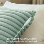Bedsure Double-Side Striped Throw Pillow Covers 18x18 Set of 2, Spring Fluffy Sage Green Soft Decorative Pillow Covers, Home Decor for Couch Sofa Living Room Bedroom