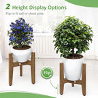 LUE BONA 2 Pack HDPS Plant Stand, Adjustable Plant Stand Indoor for 8-12 Inches Pots, Mid Century Modern Plant Holder for Indoor, Outdoor, Teak Finish