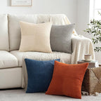 MIULEE Blue Rust Throw Pillow Covers 18x18 Inch Set of 4 Boho Farmhouse Cushion Cases Soft Corduroy Nordic Corduroy Pillow Cases Patchwork Home Decor for Couch Sofa Bedroom