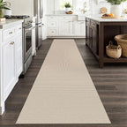 EARTHALL Woven Runner Rug 2.6x12 Ft Washable Runners for Hallways Extra Long Cotton Non Slip Rubber Backed Kitchen Runner Braided Indoor Floor Carpet for Entryway, Hall, Kitchen, Beige/Khaki