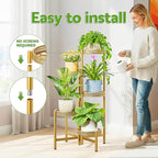 Tall Plant Stand Indoor Outdoor, Corner Metal Flower Pot Stands for Multiple Plants, 5 Tier Heavy Duty Plant Shelf for Patio Garden Balcony Living Room Bedroom - GoldWave