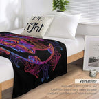 Boho Chic Throw Blanket Crescent Moon and Sun with Elements of The Mandala Pattern Blanket for Sofa Bed Couch Chair Or Dorm 40"x50"
