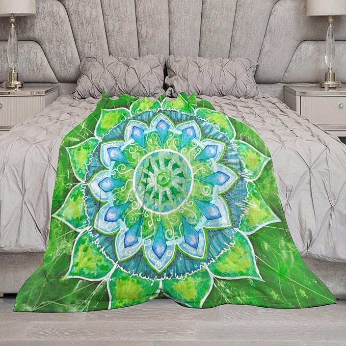 Abstract Mandala Throw Blanket Indian Hippie Bohemian Art Floral Texture Pattern Blanket for Sofa Bed Couch Chair Or Dorm 40"x50"