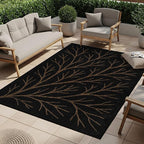 Washable Indoor Outdoor Rug 9x12 Modern Area Rugs Branch Pattern Non Shedding Waterproof Easy Clean Patio Deck Porch Living Room Bedroom Garden RV (9 X 12 Gold)