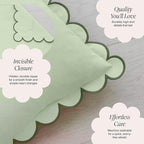 BEBE BASK Green Scalloped Pillow Cover - Set of 2-18 x 18 Inch - Scallop Pillow Cover - Scalloped Pillows - Scallop Pillows - 100% Cotton - Grandmillennial Style (Moss Green)