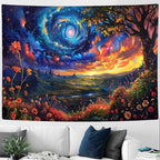 MCKTOM Galaxy Space Tapestry Trippy Mountain Starry Sky Misty Forest Fantasy Landscape Tapestry Wall Hanging for Bedroom Aesthetic Living Room Home Decor 80X60 Inches