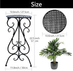 Metal Plant Stand Indoor Outdoor, Single Flower Pot Stands 22.5 Inch Tall, Planter Pedestal Holder for Patio Corner Garden Porch Farmhouse, Black(1 Pack)