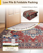 Area Rugs 2'x6' Runner Rug Non Slip Washable for Kitchen Hallway Bedroom Beside Laundry Room Bathroom Rug, Floor Carpet, Red Blue