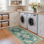 Area Rugs 2'x5' Runner Rug Non Slip Washable for Kitchen Hallway Bedroom Beside Laundry Room Bathroom Rug, Floor Carpet, Dark Blue Vintage
