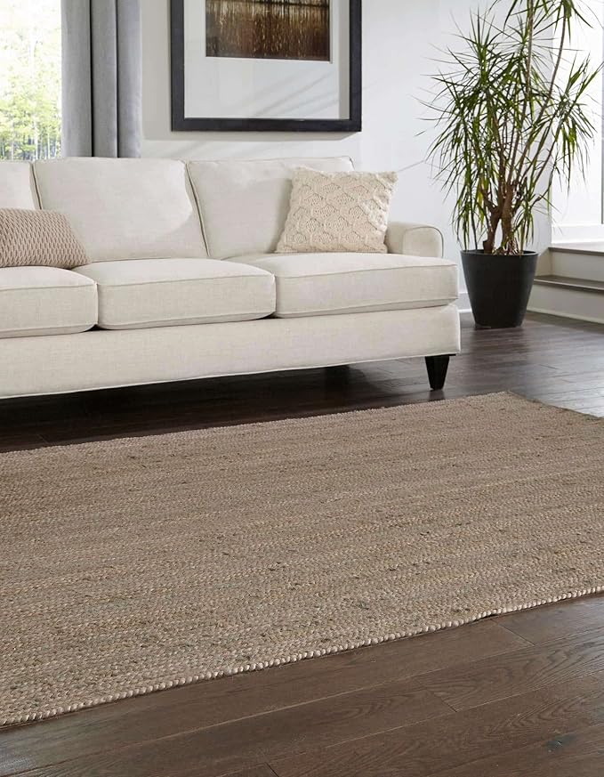 Unique Loom Braided Jute Collection Area Rug - Dhaka (10' x 14' 1" Rectangle, Gray)