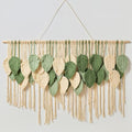 Macrame Wall Hanging Boho Wall Tapestry Handmade Woven Leaf Wall Decor Crochet Wall Art for Home Office Apartment (Green, 51.2" W x 34.3" L)