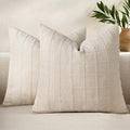 Woaboy Linen Check Throw Pillow Covers 26x26 Inch Set of 2 Euro Beige Farmhouse Modern Boho Vintage Decorative Cushion Covers for Bed Sofa Couch Bedroom Living Room Home Decor