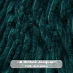 NEWCOSPLAY Super Soft Queen Blanket Dark Teal Premium Silky Flannel Fleece 3D Ribbed Jacquard Lightweight Bed Blanket All Season Use (Dark Teal Ribbed, Queen(90"x90"))