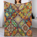 Boho Floral Throw Blanket Colorful Mandala Bohemian Indian Hippie Vintage Blanket for Sofa Bed Couch Chair or Dorm 30"x40"