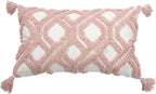 Boho Pillow Covers 12X20 Inch Boho Tufted Throw Pillow Covers Decorative Tassels Cushion Cover Farmhouse Pillow Case for Couch Sofa Bed Living Room Bedroom, Blush