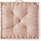 Peri Home Floor Pillow for Adults, Square, Oversized, 100% Cotton Large Floor Cushion Seating, Block Floral Printed and Tufted, 24x24, Pink