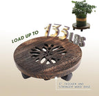 12" Plant Caddy Plant Stand with Wheels Rolling Plant Stand Heavy Duty Wood Plant Caddy, Heavy Duty Rolling Planter With Lockable Wheels Indoor Outdoor Potted Plant Roller Base Stand,Patio,Flower Pot