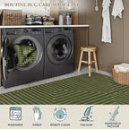 Lahome Neutral Geometric Green Easy Jute Rug, 3x5 Washable Entryway Front Porch Rug, Farmhouse Rhombus Non Slip Non Shedding Indoor Outdoor Carpet for Kitchen Balcony Laundry
