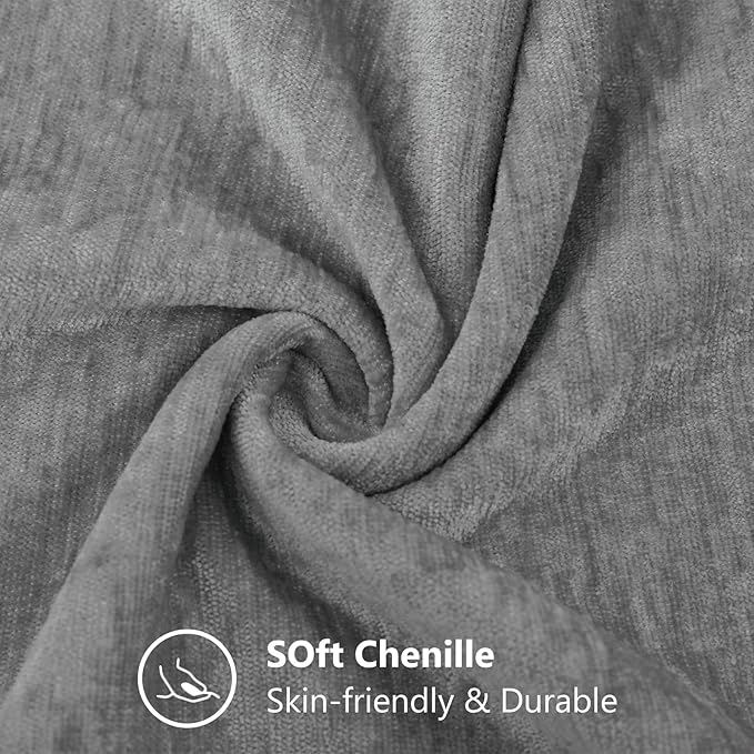 decorUhome Chenille Dark Grey Throw Pillow Covers 26x26 Inch Set of 2, Decorative Soft Couch Pillow Covers Solid Dyed Accent Velvet Farmhouse Neutral Square Pillow Cases for Sofa Bed Living Room