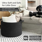 INDRESSME XXXLarge Blanket Basket 21.7" x 21.7" x 13.8" Woven Storage Baskets Soft Cotton Rope Toy Baskets Storage Kids Decorative Laundry for Home, Perfect for Living Room, Black