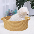 ABenkle Small Basket with Handles - Decorative Durable Rope Woven Storage Bin Shelf Storage Organizer Cube, Easter Baby Gift Basket, 12"x8"x5"