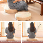 Round Woven Floor Pillow Natural Seat Cushion, Straw Flat Seat Cushion, Handmade Floor Pouf Mat, Ottoman Footstool for Meditation, Zen, Yoga Practice or Buddham (15.74" Dia. x 3.94" H)