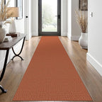 EARTHALL Woven Runner Rug 2x12 Ft Washable Runners for Hallways Extra Long Cotton Non Slip Rubber Backed Kitchen Runner Braided Indoor Floor Carpet for Entryway, Hall, Kitchen, Rustic Orange/Tan