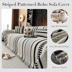 Striped Couch Cover Blankets, Boho Couch Covers, Sofa Blanket Cover for Dogs, Large Couch Covers for 3-4 Cusion Sofa, Chenille Sofas Covers Washable Sectional(1pc/Black/71 x 150")