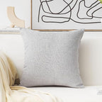 Home Brilliant Decorative Pillow Covers 18x18 Lined Linen Square Throw Cushion Cover for Bed Kids Chair, 45x45 cm, Light Grey