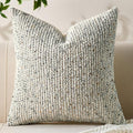 Decorative Couch Throw Pillow Covers 24x24 Cream Gray Striped Soft Wool Pillow Covers Neutral Textured Boho Cushion Covers for Modern Farmhouse Sofa Bedroom Living Room Decor SY011-B24