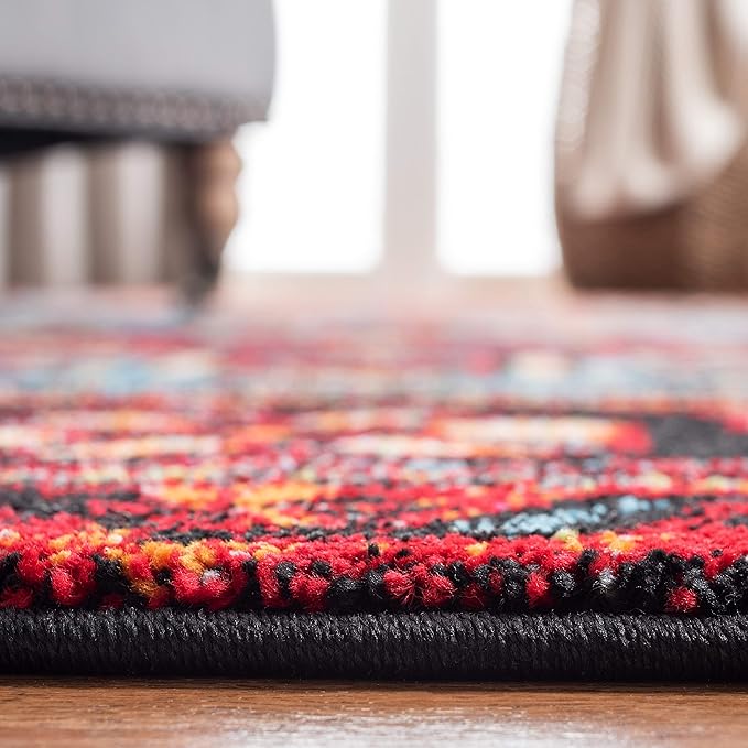 SAFAVIEH Vintage Hamadan Collection Area Rug - 6'7" x 9', Red & Light Blue, Traditional Persian Design, Non-Shedding & Easy to Clean, Ideal for Living Room, Bedroom, Dining Space (VTH211Q)