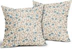Brown Blue Grey Floral Pillow Covers 16x16 Set of 2 Vintage Rustic Old Style Cute Small Flower Print Decorative Outdoor Pillowcases Farmhouse Throw Cushion Case Decor for Couch Sofa Bed