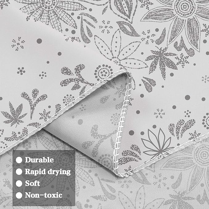 Neasow Bohemian Tapestry Wall Hanging, Gray Floral Tapestry with Dotted Daisy Medallion Print Bedroom Boho Hippie Home Decor, 50x60 inches