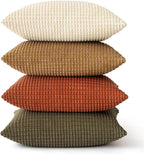 MIULEE Modern Farmhouse Decorative Pillow Covers 18x18 Inch Set of 4 Natural Rustic Throw Pillows Neutral Warm Soft Corduroy Couch Pillowcases Home Decor for Sofa Living Room Bed Brown Green