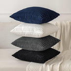 MIULEE Pack of 2 Corduroy Decorative Lumbar Throw Pillow Covers 20x12 Inch Soft Boho Striped Pillow Covers Modern Farmhouse Home Decor for Halloween Sofa Living Room Couch Bed Black
