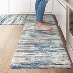 KIMODE Kitchen Mats for Floor Anti Fatigue, 17"x47"+17"x29" Farmhouse Kitchen Rugs Sets of 2, Padded Kitchen Floor Mats, Comfort Standing Mats for Sink Laundry Office Desk Dark Blue Grey