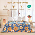 Boho Throw Blanket for Bed Cotton Spring Blankets for Bedroom Living Room Twin All Season Lightweight Floral Embroidery Quilt for Couch Sofa Chair 60"x80"