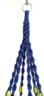 6 Legs Macrame Natural Jute and Cotton Plant Hanger & Holder and Metal Ring, 51-inches Length (Without The White Pot and Plant) (Navy Blue)