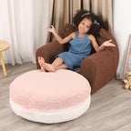 Macaron Bean Bag Chair for Kids and Teens, Medium Bean Bag Sofa with Memory Foam Filling, 27.5"×27.5"×13.5", Pink and White