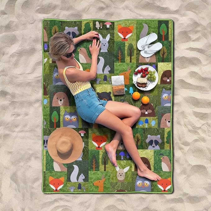 Extra Large Picnic Blankets Waterproof Foldable (60"x 80") Boho Beach Blanket Waterproof Sandproof,3-Layer Thicking Mat Outdoor Packable Camping Blanket