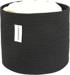 Cotton Rope Basket For Girls Boys Kids 16”X14” Baby Laundry Basket Nursery Bin Round Woven Baskets Organizer For Storage Toys Blankets Shoes Clothes black