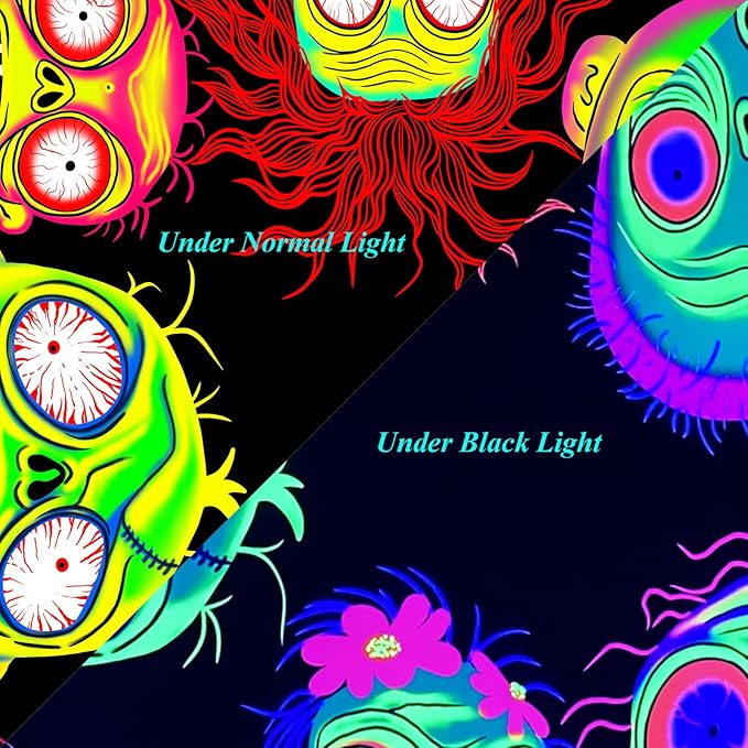 Horror Tapestry Blacklight Tapestry for Bedroom Zombie Crowd Around Tapestries UV Reactive Poster Glow in the Dark Walker Undead Ghoul Tapestries Wall Hanging Halloween Decor Scary Room Decor 90"x71"