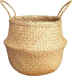 Seagrass Belly Basket Size(12x12x11 inches) for Storage, Laundry, Picnic and Woven Straw Beach Bag - Plant Pots Cover Indoor Decorative…