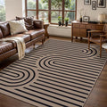 Tangsoo Easy Jute 4x6 Washable Rug for Outdoor Patio,Non-Slip Black Area Rug Thin Indoor Outdoor Carpet,Boho Farmhouse Throw Mat for Front Porch Bedroom Foyer