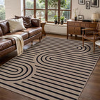 Tangsoo Easy Jute 4x6 Washable Rug for Outdoor Patio,Non-Slip Black Area Rug Thin Indoor Outdoor Carpet,Boho Farmhouse Throw Mat for Front Porch Bedroom Foyer